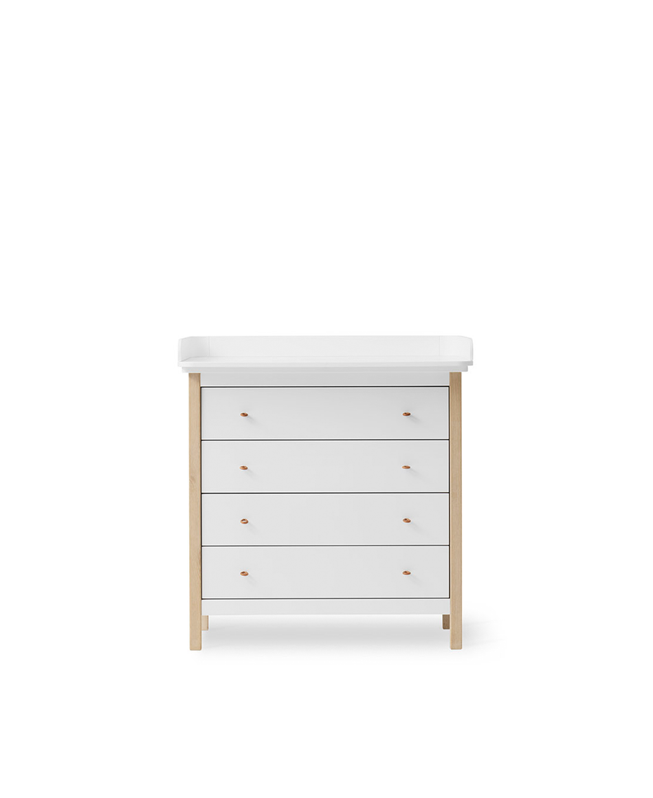 Wood nursery dresser 4 drawers, white/oak