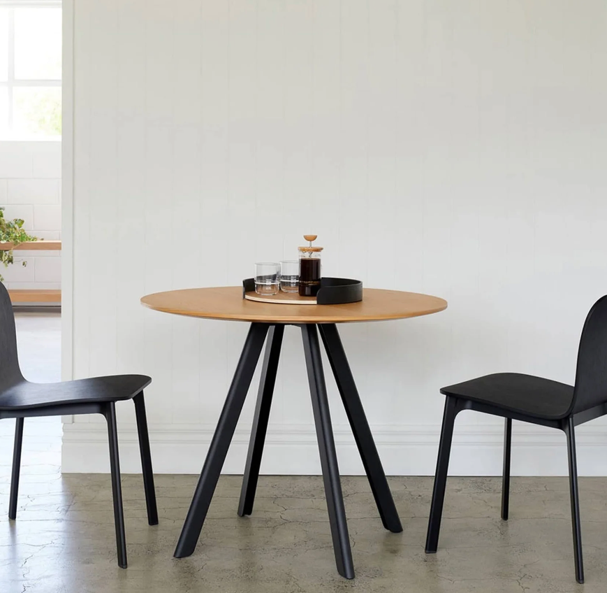 Round Table CPH20 - Black Stained Oak Veneer - Black Stained Solid Oak - Ø90 X H74cm (Outlet)