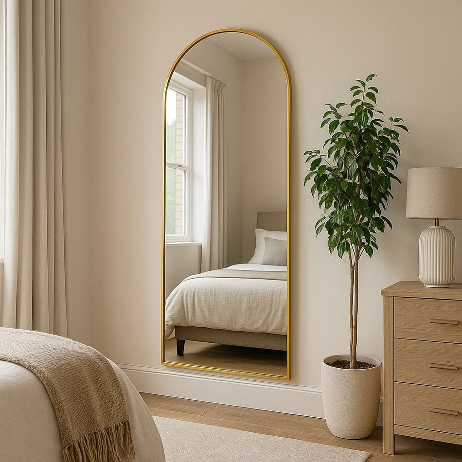 Akiko - Full Length Gold Metal Arched Mirror - 160cm x 60cm