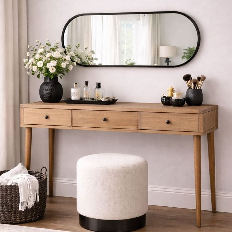 Emi - Black Metal Runway Oval Mirror - 120cm x 40cm