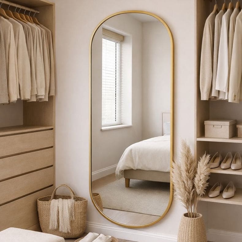 Emi - Full Length Gold Metal Runway Oval Mirror - 180cm x 80cm