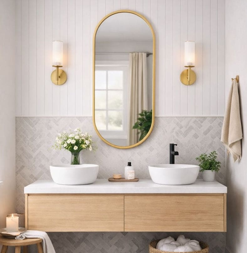 Emi - Gold Metal Runway Oval Mirror - 120cm x 40cm