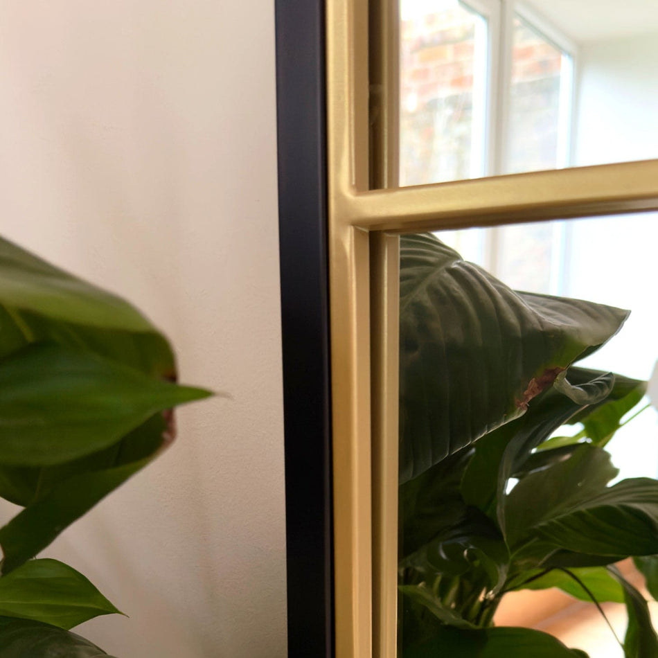 Kyō - Full Length Black and Gold Metal Rectangle Lattice Grid Mirror - 180cm x 105cm.