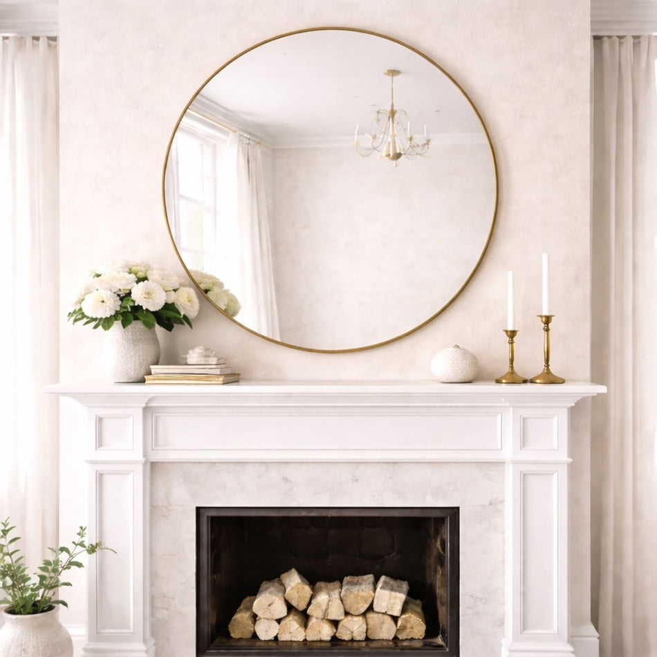 Rei - Extra Large Round Gold Metal Circle Mirror - 120cm x 120cm