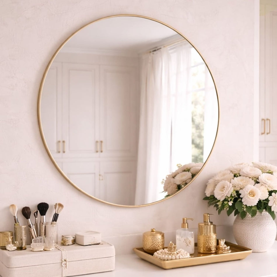 Rei - Round Gold Metal Circle Mirror - 70cm x 70cm