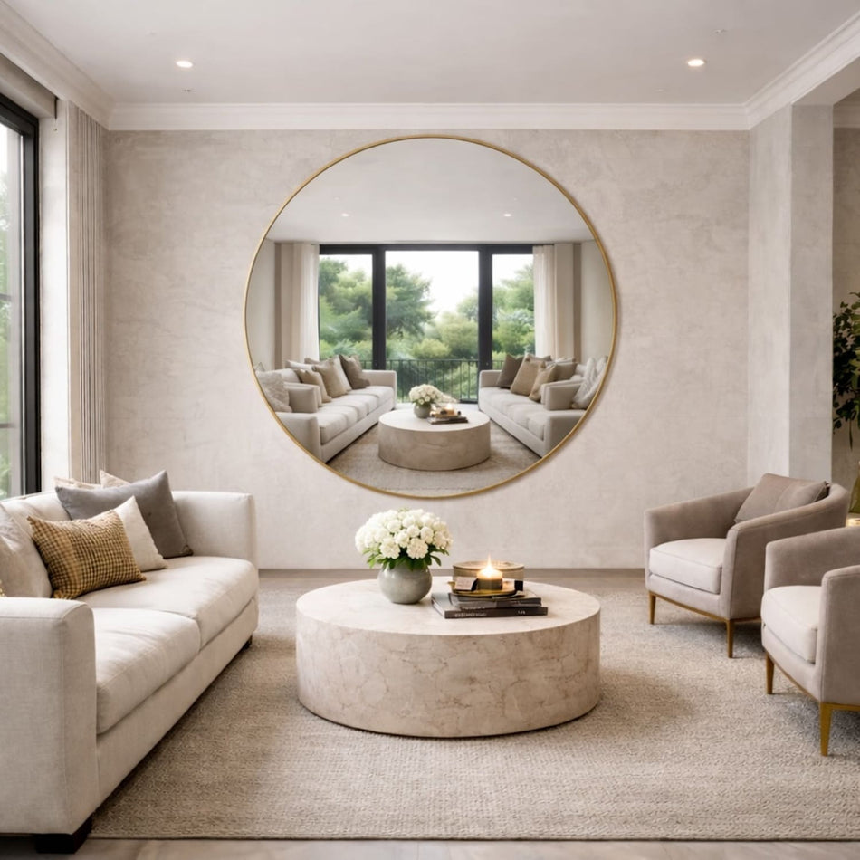 Rei - XXL Round Gold Metal Circle Mirror - 180cm x 180cm