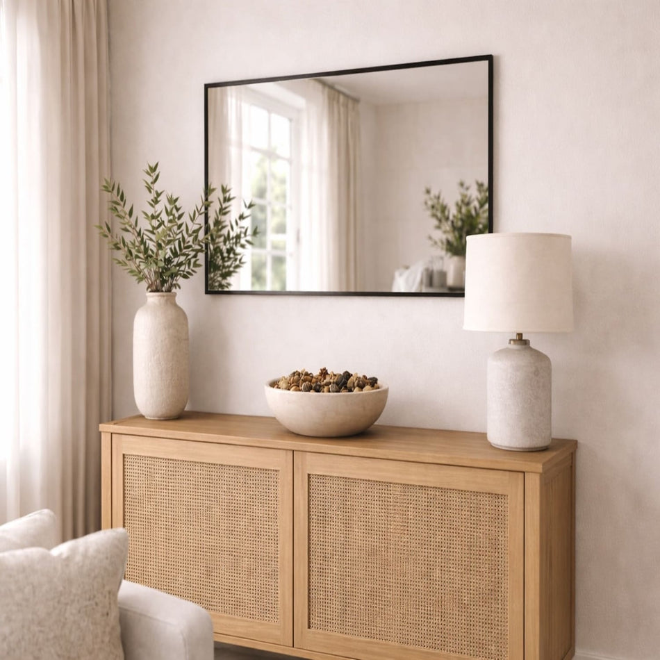 Takara - Black Metal Rectangle Mirror - 70cm x 50cm